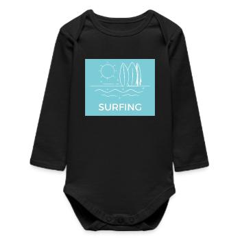 Surf sur la plage Été ensoleillé - Body bébé manches longues biologique - noir - Devant