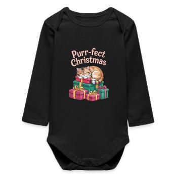 Purr-fect Christmas Sweet Sleeper - Baby Organic Long-Sleeved Bodysuit - black - Front