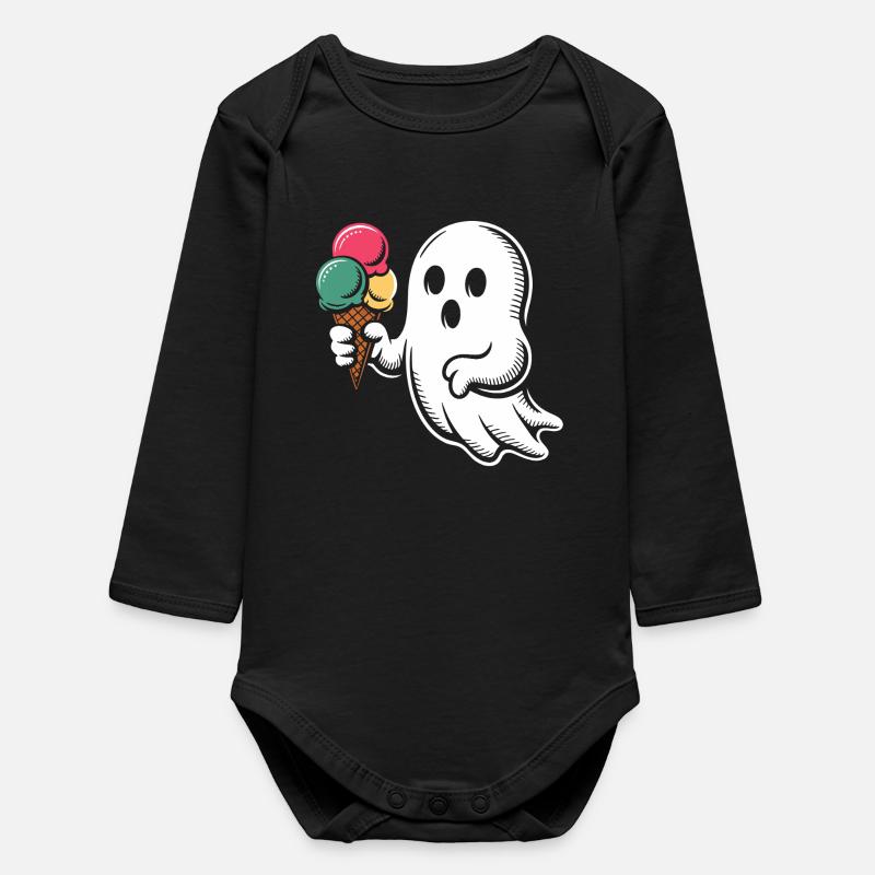 Geist mit Eiscreme - Baby Organic Langarmbody - Schwarz