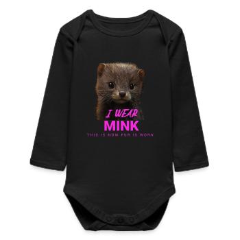 I Wear Mink – Déclaration anti-fourrure - Body bébé manches longues biologique - noir - Devant