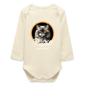 Ragdoll Katzenportrait Kreis - Baby Organic Langarmbody - Natur - Vorne