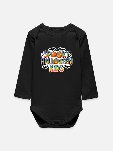 Spooky Halloween Kids - Baby Organic Long-Sleeved Bodysuit - black