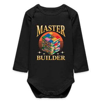 Building Blocks Kids Brick Builder - Baby Organic Langarmbody - Schwarz - Vorne