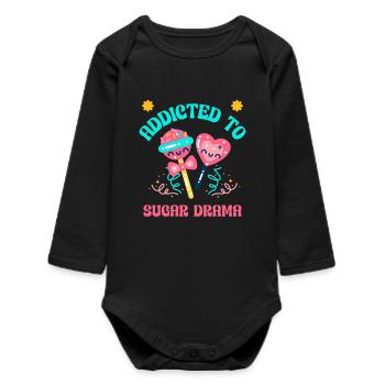 Süßigkeiten Lover Mode Zuckerjunkie Vibes - Baby Organic Langarmbody - Schwarz - Vorne