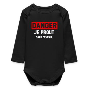Danger Prout ohne Vorwarnung - Baby Organic Langarmbody - Schwarz - Vorne
