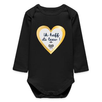 Plattdeutsch Ich liebe dich - Baby Organic Langarmbody - Schwarz - Vorne