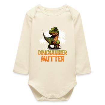 Expectant Mom Mom SAURUS Soon Mom Funny - Baby Organic Long-Sleeved Bodysuit - soft Ecru - Front