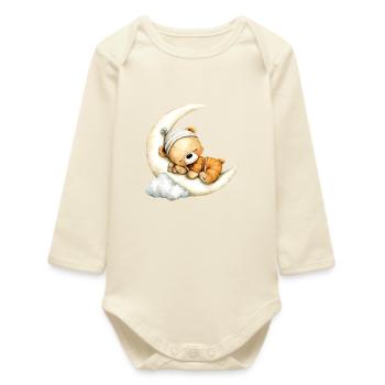 ours en peluche endormi - Body bébé manches longues biologique - écru doux - Devant