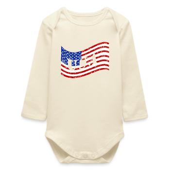 USA Flag - Baby Organic Long-Sleeved Bodysuit - soft Ecru - Front