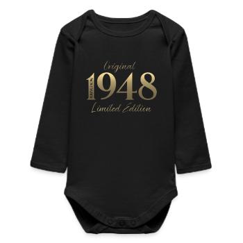 66th Birthday Original November Vintage 1948 - Baby Organic Long-Sleeved Bodysuit - black - Front