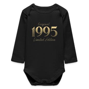 30. Geburtstag Original November Jahrgang 1995  - Baby Organic Langarmbody - Schwarz - Vorne