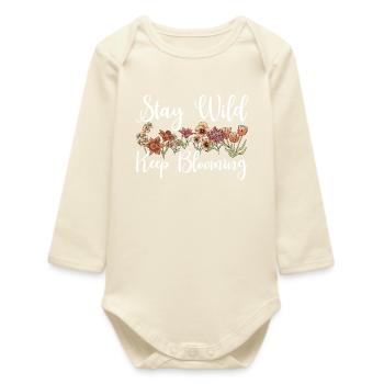 Restez sauvage Continuez à fleurir Floral - Body bébé manches longues biologique - écru doux - Devant