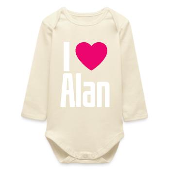 I Love Alan Pinkes Herz Ich liebe Alan - Baby Organic Langarmbody - Natur - Vorne