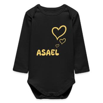 Cadeau pour Asaël - Body bébé manches longues biologique - noir - Devant