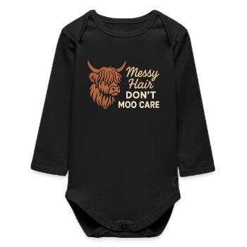 Highland Cow Rustic Animal Cute - Baby Organic Long-Sleeved Bodysuit - black - Front