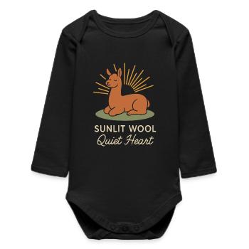 Cottagecore Llama Aesthetic Cute Farm Animal - Baby Organic Long-Sleeved Bodysuit - black - Front