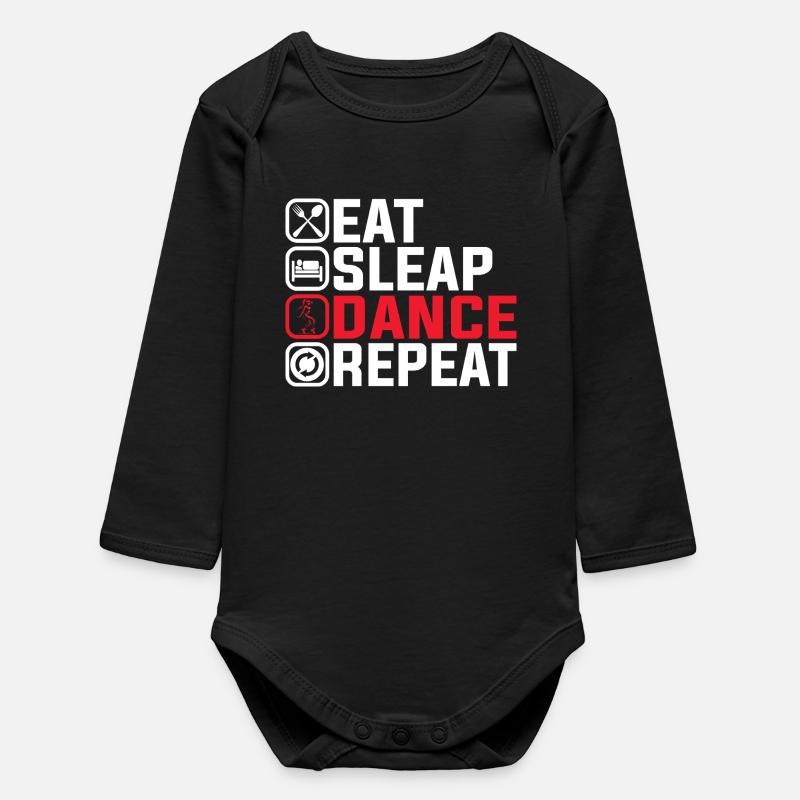 Eat Sleep Dance Repeat – Cool Dance Design - Body bébé manches longues biologique - noir