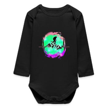 Snowboard - Baby Organic Long-Sleeved Bodysuit - black - Front