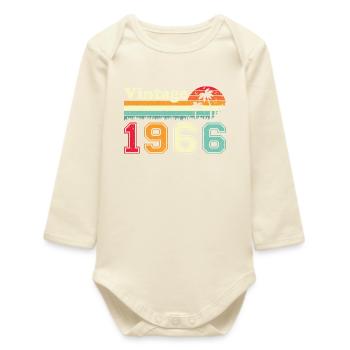 1966 Vintage Retro Birthday Gift - Baby Organic Long-Sleeved Bodysuit - soft Ecru - Front