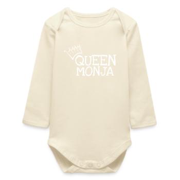 First name Monja - Baby Organic Long-Sleeved Bodysuit - soft Ecru - Front