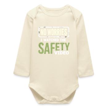 No Stress Safety Video Memes - Baby Organic Long-Sleeved Bodysuit - soft Ecru - Front