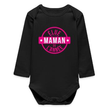 Voted Mom of the Year - Mother's Day - Baby Organic Long-Sleeved Bodysuit - black - Front