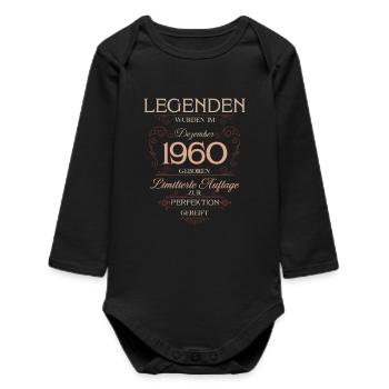 65th Birthday Legend December 1960 - Baby Organic Long-Sleeved Bodysuit - black - Front