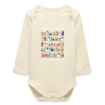 Side Quest | Label all - Baby Organic Long-Sleeved Bodysuit - soft Ecru - Front