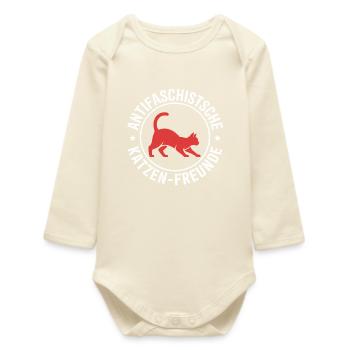 Amis des chats antifascistes - Contre la droite - Body bébé manches longues biologique - écru doux - Devant