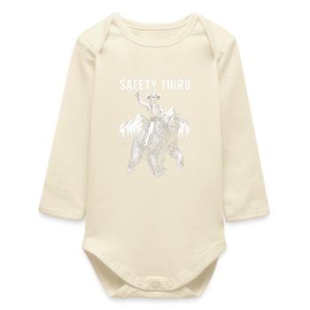 Safety Third Funny Sarcastic Cowboy Safety - Baby Organic Long-Sleeved Bodysuit - soft Ecru - Front