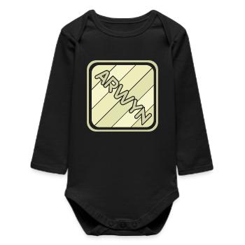 Nom de la fille Arwyn - Body bébé manches longues biologique - noir - Devant