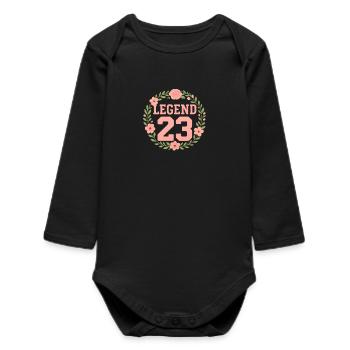 Legend 23 Floral Wreath - Baby Organic Long-Sleeved Bodysuit - black - Front