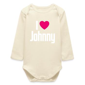 I Love Johnny Pink Heart I Love Johnny - Baby Organic Long-Sleeved Bodysuit - soft Ecru - Front