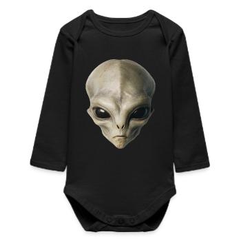 Alien Head - Baby Organic Long-Sleeved Bodysuit - black - Front