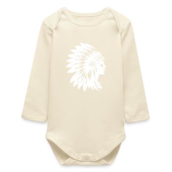 Coiffe élégante avec visage de profil - Body bébé manches longues biologique - écru doux - Devant