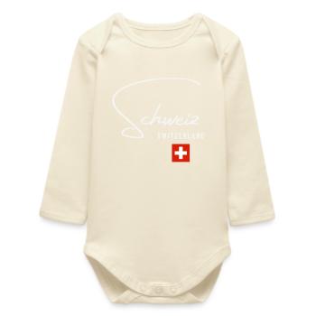 Swiss pride, sleek minimalist design - Baby Organic Long-Sleeved Bodysuit - soft Ecru - Front