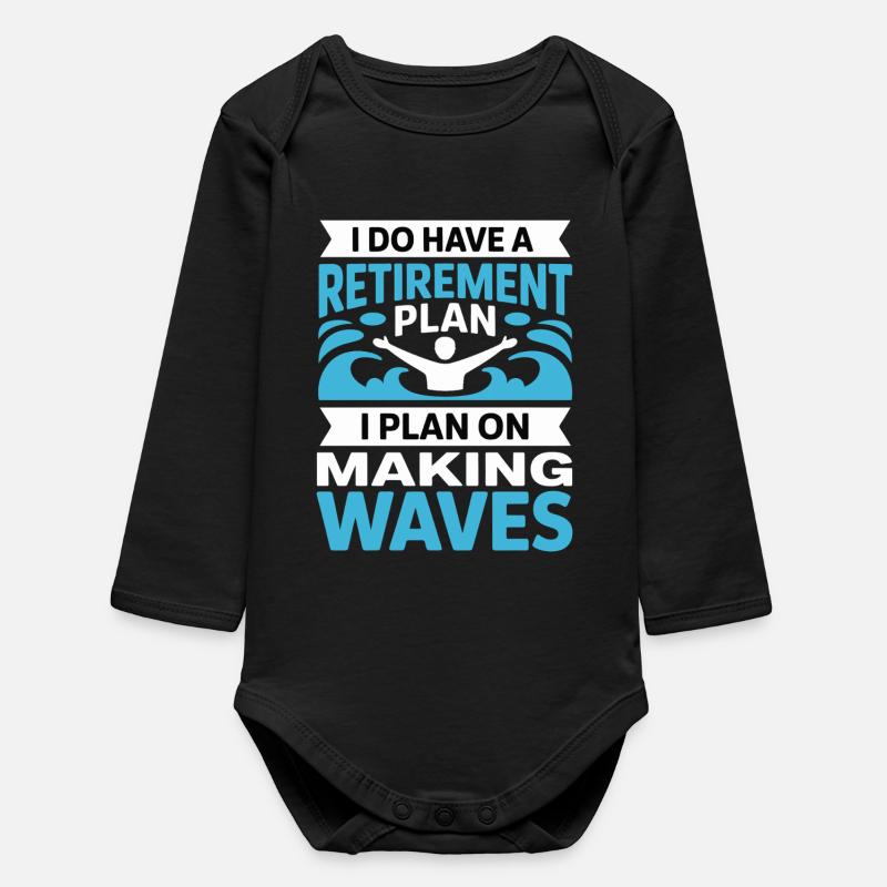 Retirement Plan: Making Waves - Baby Organic Long-Sleeved Bodysuit - black