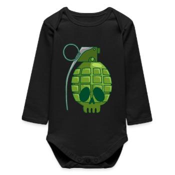 Crâne de grenade - Body bébé manches longues biologique - noir - Devant