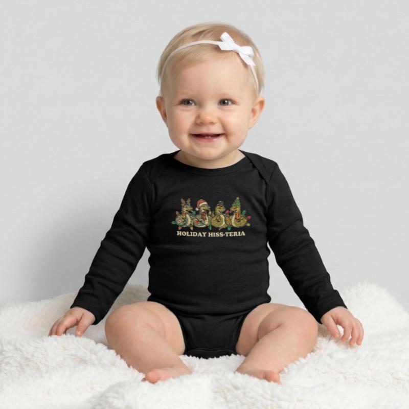 King Python Christmas Lights Gift Baby Organic Long-Sleeved Bodysuit