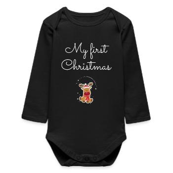 Mon premier renne de Noël - Body bébé manches longues biologique - noir - Devant