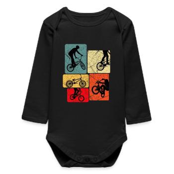 Silhouettes de vélo rétro Pop Blocks - Body bébé manches longues biologique - noir - Devant