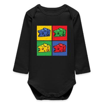 Cheese Pop Art Popart Cheese Piece Cheese Corner - Baby Organic Long-Sleeved Bodysuit - black - Front