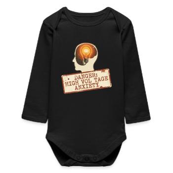 Panneau d’alerte d’anxiété à haute tension - Body bébé manches longues biologique - noir - Devant