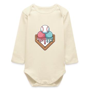 Baseball Eiscreme Home Plate Sommerlaune - Baby Organic Long-Sleeved Bodysuit - soft Ecru - Front