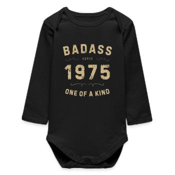 Badass 1975: Einzigartiger Retro-Stil - Baby Organic Langarmbody - Schwarz - Vorne