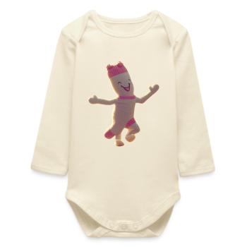 Cheerful sock friend - Baby Organic Long-Sleeved Bodysuit - soft Ecru - Front