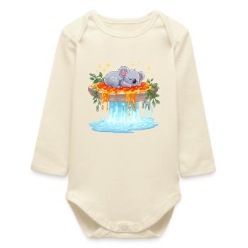 Koala Dream Lava River - Baby Organic Long-Sleeved Bodysuit - soft Ecru - Front