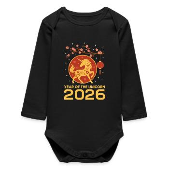 Unicorn 2026 - Baby Organic Langarmbody - Schwarz - Vorne