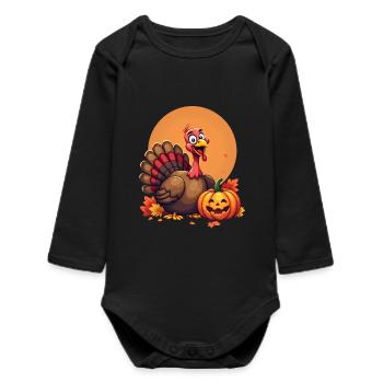 Thanksgiving Drôle Dinde de Thanksgiving - Body bébé manches longues biologique - noir - Devant