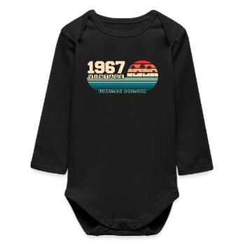 58th Birthday 1967 Vintage 1967 Retro Sunset - Baby Organic Long-Sleeved Bodysuit - black - Front